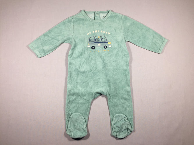 Pyjama velours veert  - On the road, moins cher chez Petit Kiwi