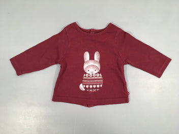 T-shirt m.l aubergine lapin pressions au dos