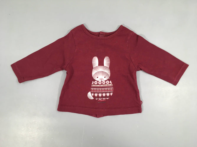 T-shirt m.l aubergine lapin pressions au dos, moins cher chez Petit Kiwi