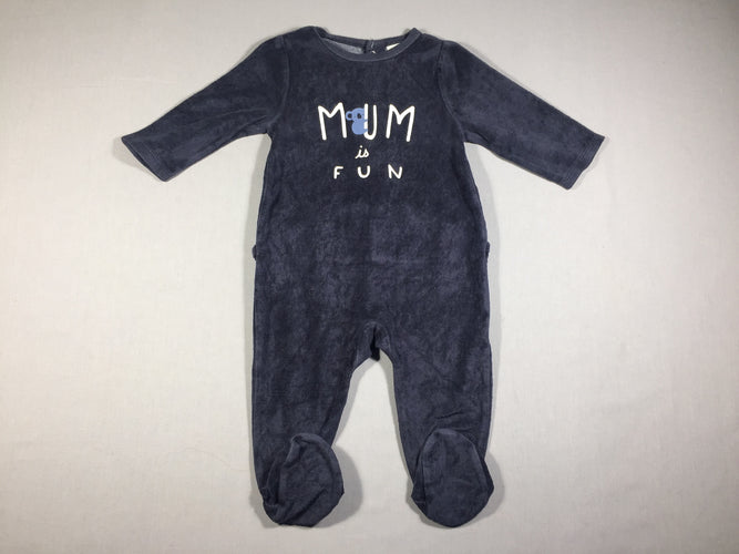 Pyjama velours bleu foncé - Mum is Fun (koala), moins cher chez Petit Kiwi