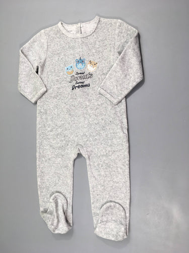 Pyjama velours gris Donuts, moins cher chez Petit Kiwi