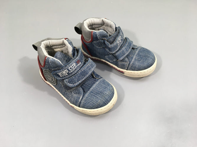 Baskets montantes toiles denim à scratchs 22, moins cher chez Petit Kiwi