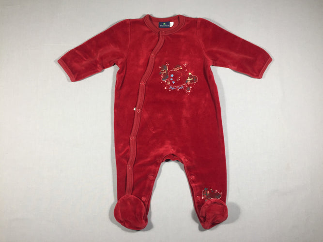 Pyjama velours rouge bordeaux  - Noël, moins cher chez Petit Kiwi