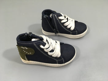 Etat neuf-Baskets montantes toiles Denim bleu foncé  Dino Zippées sur cotés intérieurs 23