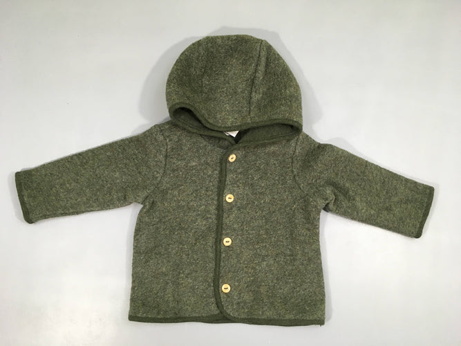 Gilet chaud à capuche kaki 50% Laine 50% Polyester, moins cher chez Petit Kiwi