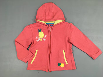 Sweat zippé à capuche rose Ananas trop mimi