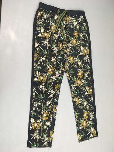 Pantalon léger noir fleuri, moins cher chez Petit Kiwi