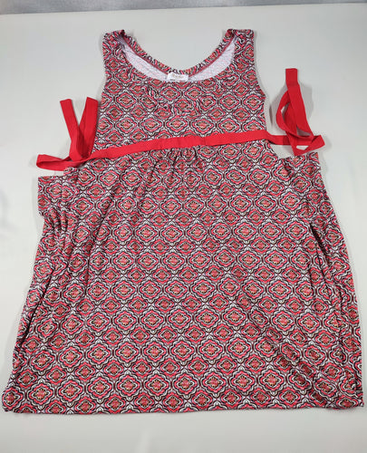 Robe longue d'allaitement s.m jersey motifs rouges/beiges, moins cher chez Petit Kiwi
