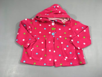 Gilet polar rose pois à capuche