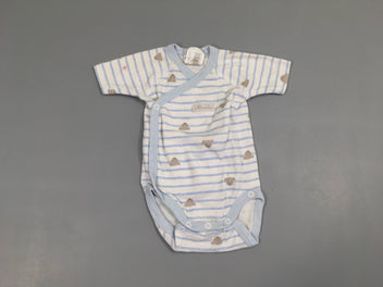 Body m.c croisé blanc rayé bleu oursons