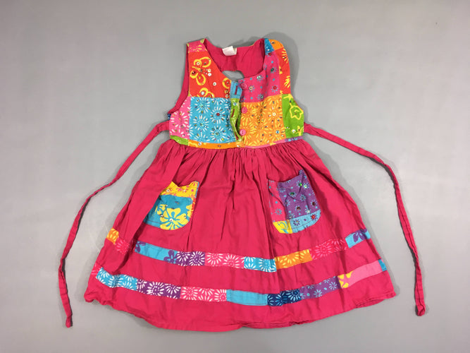 Robe s.m rose couleur haut-Perles poches, moins cher chez Petit Kiwi