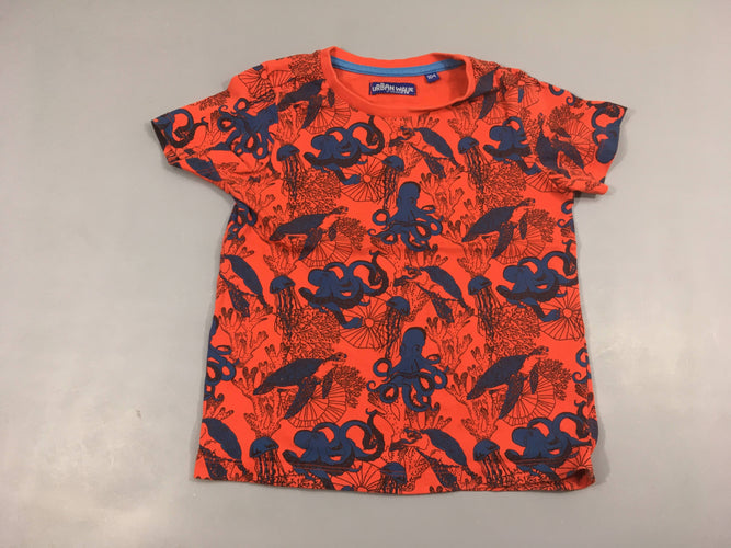 T-shirt m.c orange pieuvres, moins cher chez Petit Kiwi