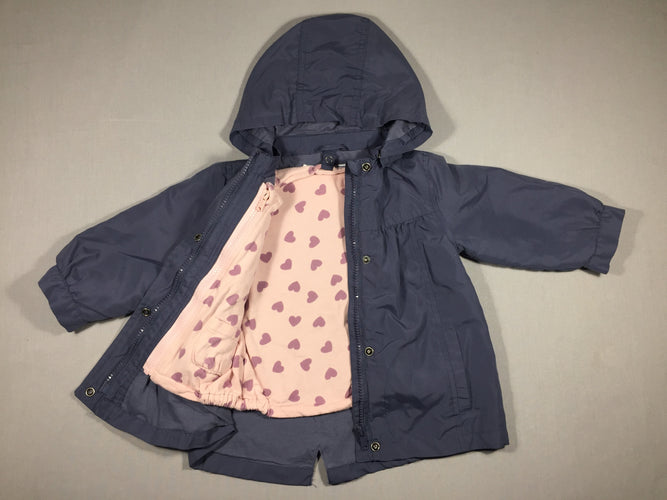 Veste coupe-vent bleue - doublure jersey rose amovible, moins cher chez Petit Kiwi