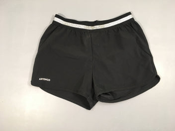 Short de sport noir élastique ceinture argentée Artengo