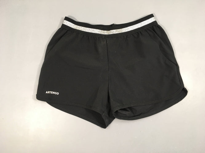 Short de sport noir élastique ceinture argentée Artengo, moins cher chez Petit Kiwi