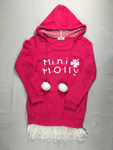 Robe m.l pull rose vif tulle à capuche, Mini Molly, moins cher chez Petit Kiwi