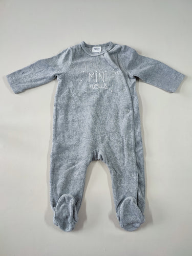 Pyjama velours gris "Mini nous", moins cher chez Petit Kiwi