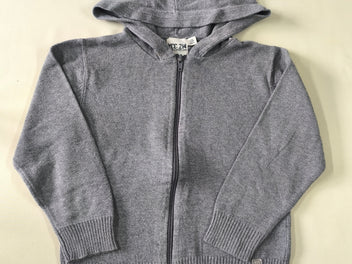 Gilet zippé à capuche fines mailles gris chiné