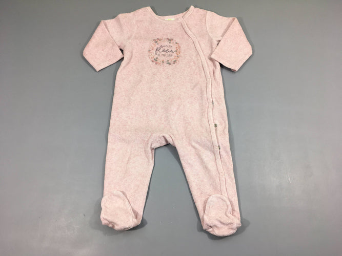 Pyjama velours rose fleur, moins cher chez Petit Kiwi