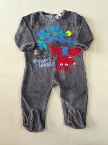 Pyjama velours gris chauve souris, moins cher chez Petit Kiwi