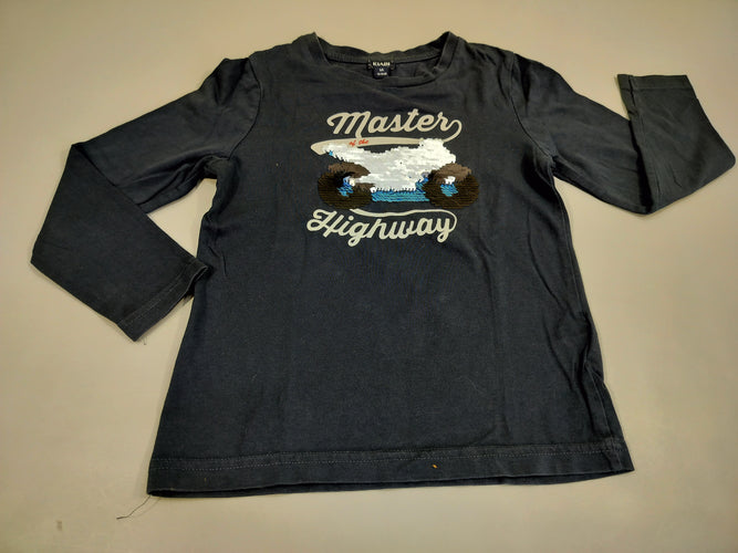 T-shirt m.l bleu marine , moto en sequins réversibles "Master Highway", moins cher chez Petit Kiwi