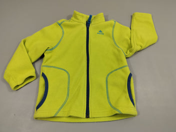 Gilet polar vert fluo , zip bleu marine