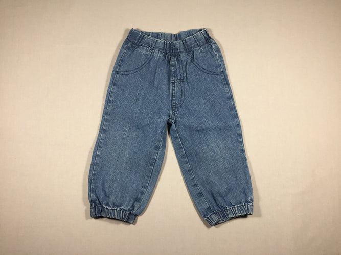 Jeans bleu large taille et chevilles élastiques, moins cher chez Petit Kiwi