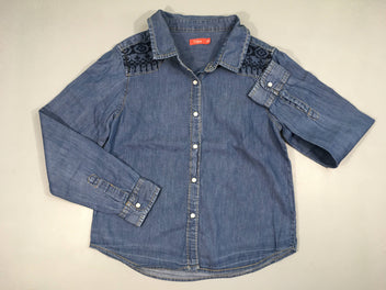 Chemise m.l denim motifs brodés épaules