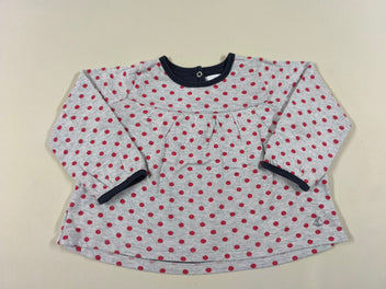 T-shirt m.l gris à pois rouges