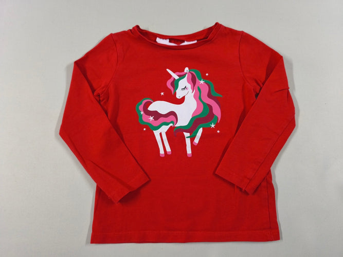 T-shirt m.l rouge licorne, moins cher chez Petit Kiwi