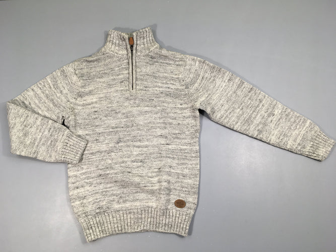 Pull maille gris chiné col camioneur, moins cher chez Petit Kiwi