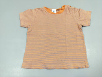 T-shirt m.c orange rayé bleu   100% coton