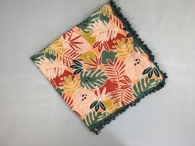 Foulard feuillage multicolore pompons, moins cher chez Petit Kiwi