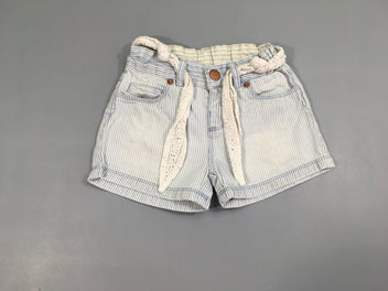 Short denim rayé ceinture