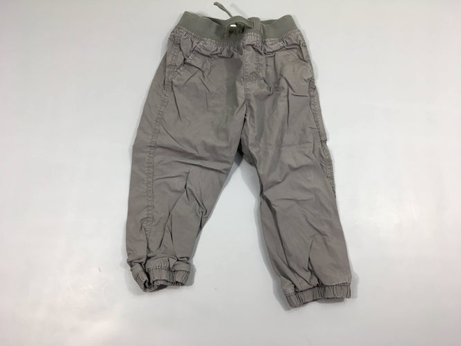 Pantalon taille et chevilles élastiques gris doublé jersey, moins cher chez Petit Kiwi