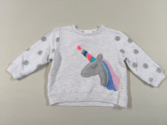 Sweat gris chiné licorne, moins cher chez Petit Kiwi