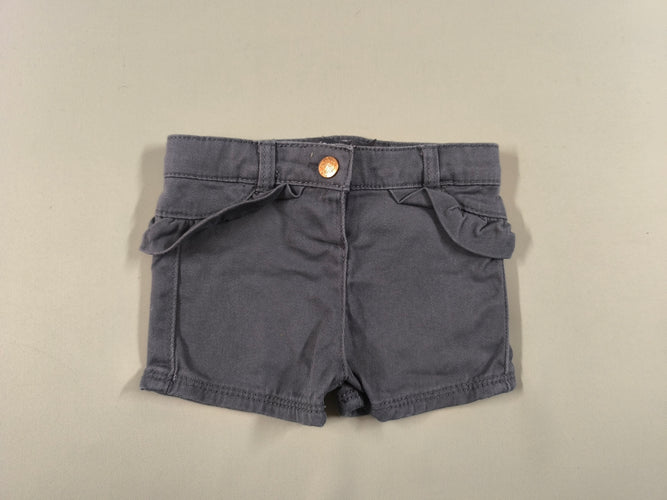 Short jean gris foncé volants, moins cher chez Petit Kiwi