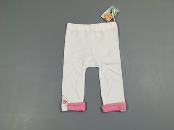 NEUF Legging blanc à revers rose