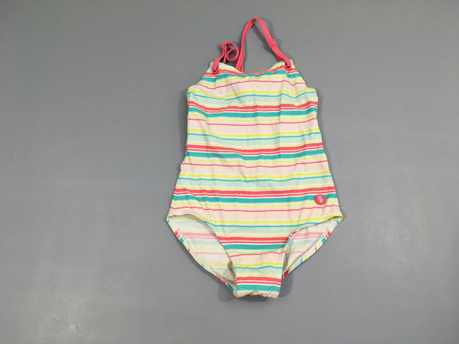 Maillot blanc rayé multicolore, moins cher chez Petit Kiwi