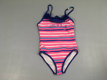 Maillot rose rayé bleu