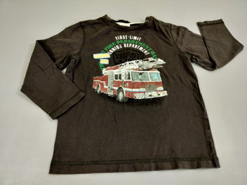 T-shirt m.l gris anthracite , camion de pompier