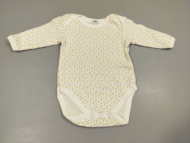 Body m.l blanc motifs lunes et étoiles 100% coton, moins cher chez Petit Kiwi