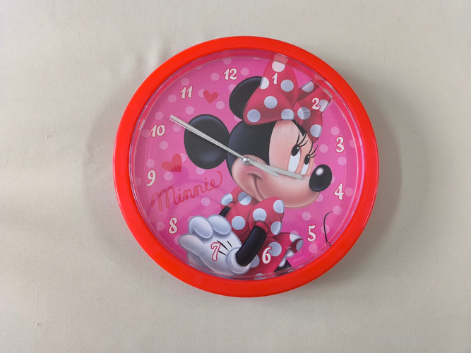 Horloge en plastique rouge/rose Minnie, moins cher chez Petit Kiwi