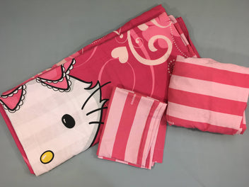 Housse de couette + taie rose Hello Kitty pour lit 1 personne