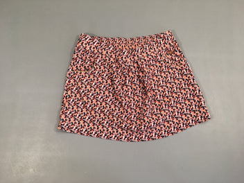 Short jersey motifs feuille bordeaux/corail/bleu