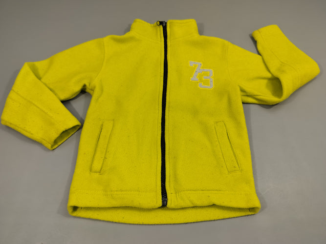 Gilet polar jaune fluo, zip noir "73", (Pas de taille indiquée, estimée 5a), moins cher chez Petit Kiwi