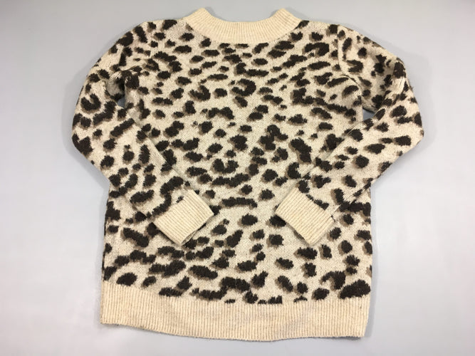 Pull beige motifs léopard 3% Laine, moins cher chez Petit Kiwi