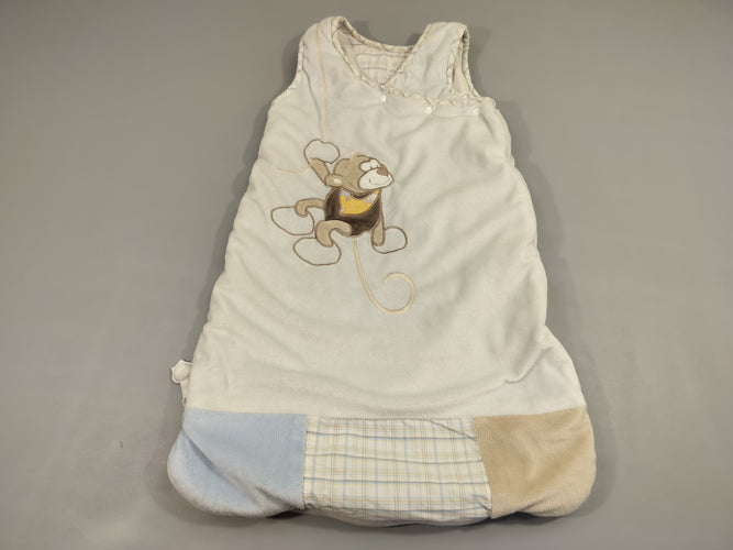 Sac de couchage s.m velours blanc  singe, 64cm, moins cher chez Petit Kiwi
