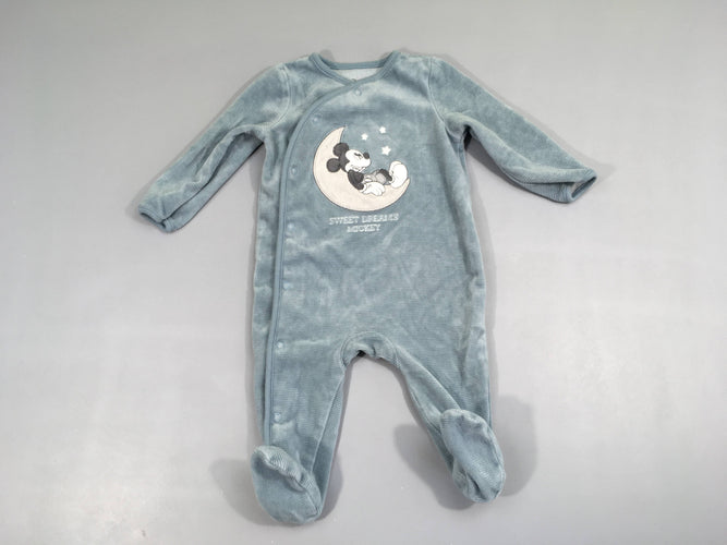 Pyjama velours côtes bleu Mickey, moins cher chez Petit Kiwi