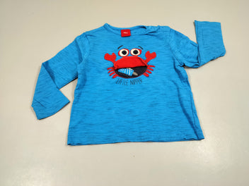 T-shirt m.l bleu flammé ,crabe 